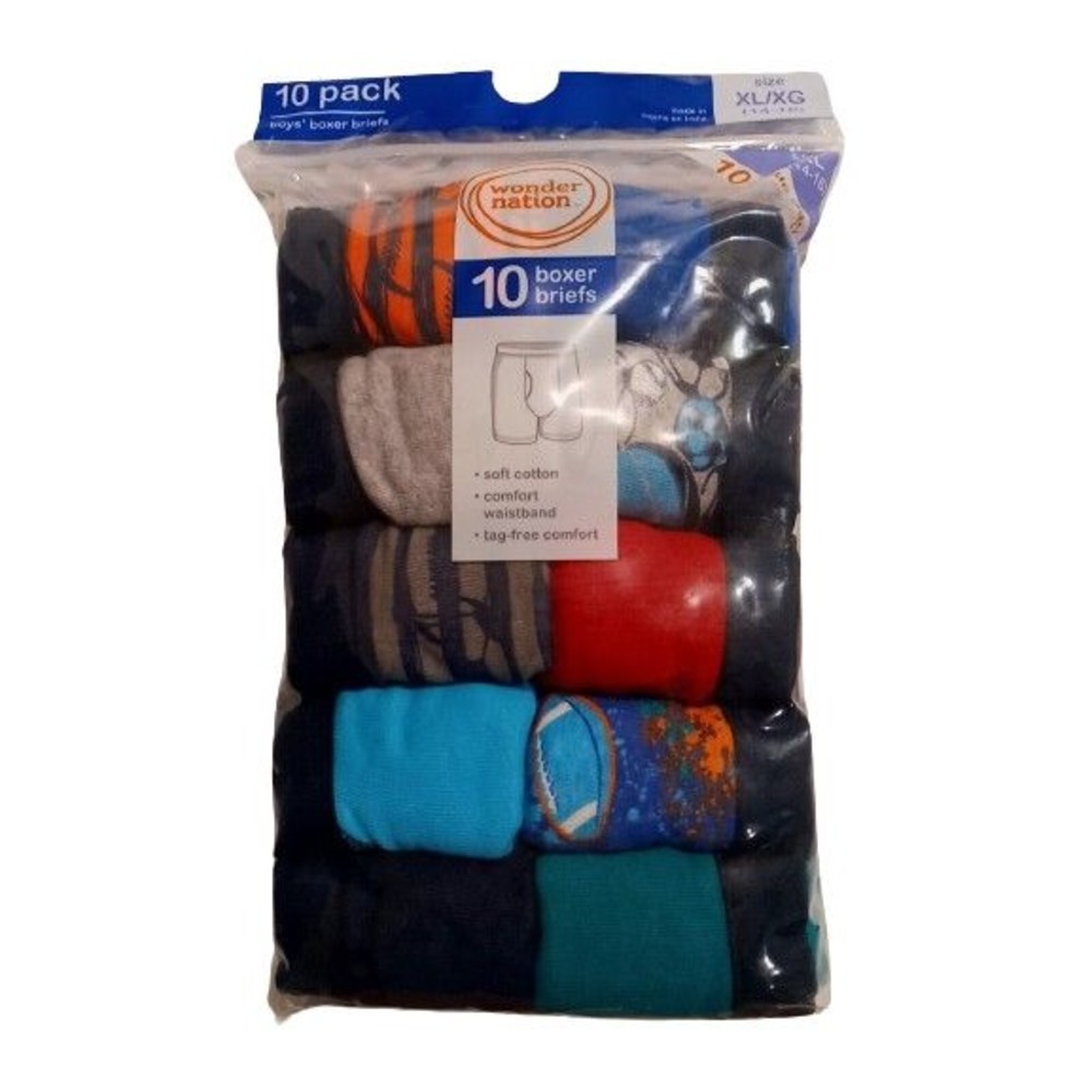 10 Pack Boys Wonder Nation Boxer Briefs Size XL (14/16) Cotton